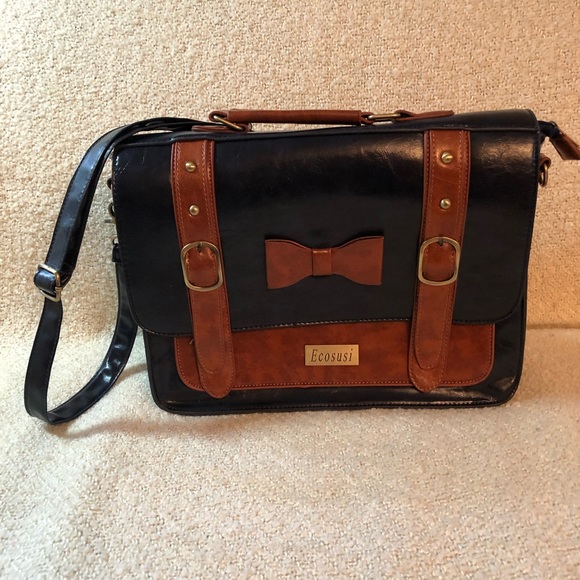 ecosusi vintage leather messenger bag